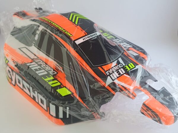 Carrozzeria in lexan arancione Kyosho Inferno Neo 1/8 buggy / nitro